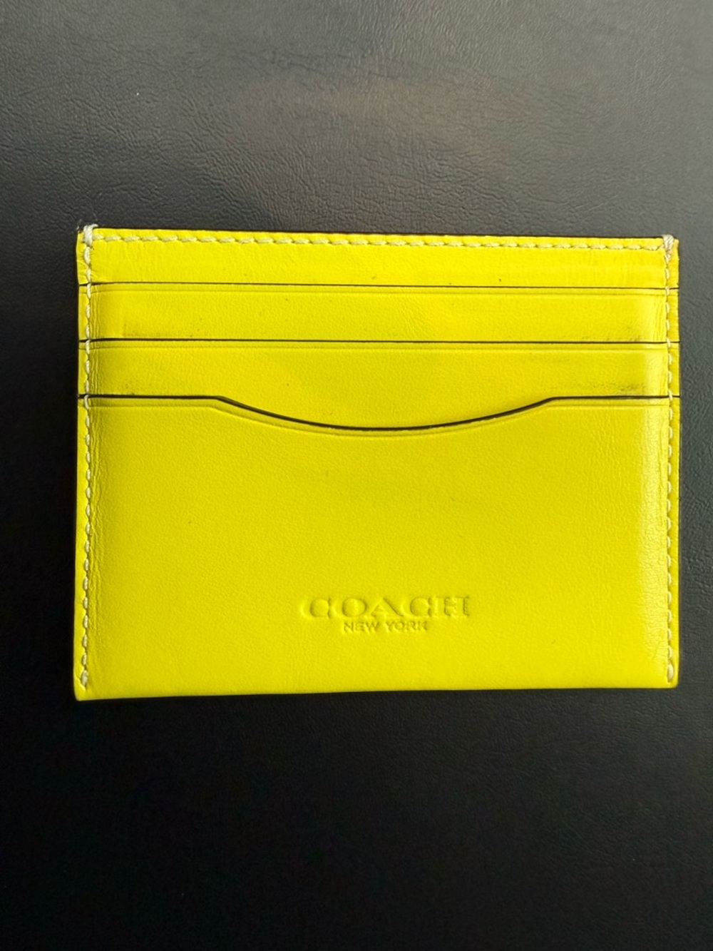 RARE Coach Bright Yellow Leather ID Card Holder